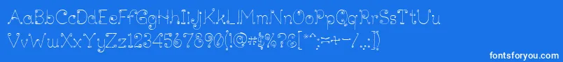 Fonte Lickcurl Petite – fontes brancas em um fundo azul