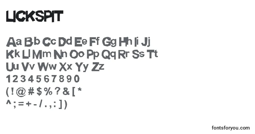A fonte LICKSPIT (132553) – alfabeto, números, caracteres especiais