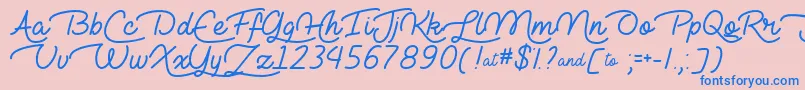 Lie to Me  -Schriftart – Blaue Schriften auf rosa Hintergrund