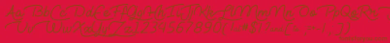 Lie to Me  -Schriftart – Braune Schriften auf rotem Hintergrund