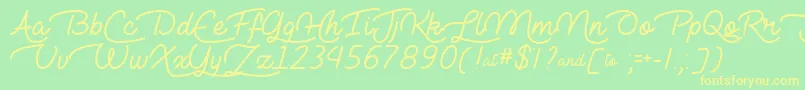 Lie to Me  -Schriftart – Gelbe Schriften auf grünem Hintergrund