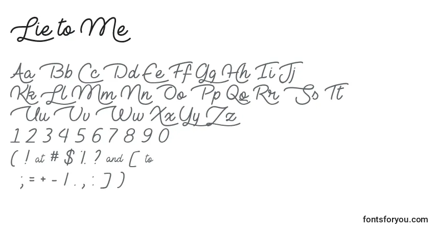 Шрифт Lie to Me   (132556) – алфавит, цифры, специальные символы