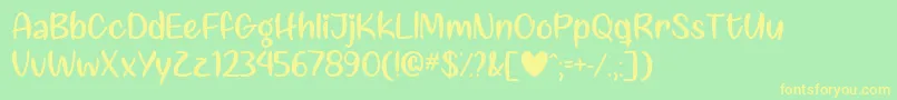 Liebe finden   Font – Yellow Fonts on Green Background