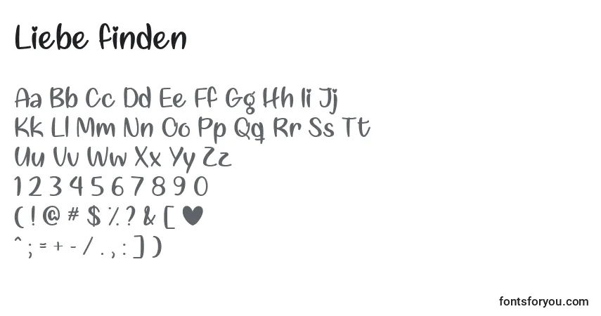 Czcionka Liebe finden   (132558) – alfabet, cyfry, specjalne znaki