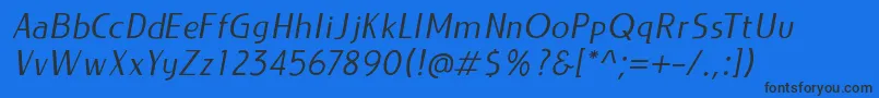 Шрифт LIEUR Italic PERSONAL USE ONLY – чёрные шрифты на синем фоне