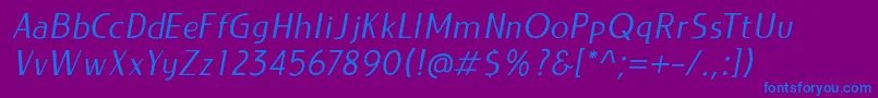 Шрифт LIEUR Italic PERSONAL USE ONLY – синие шрифты на фиолетовом фоне