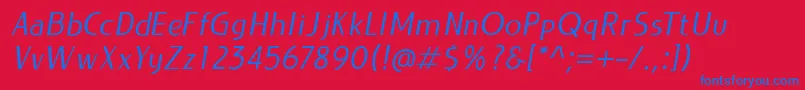 フォントLIEUR Italic PERSONAL USE ONLY – 赤い背景に青い文字