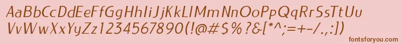 Шрифт LIEUR Italic PERSONAL USE ONLY – коричневые шрифты на розовом фоне