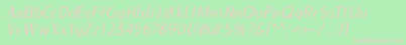 フォントLIEUR Italic PERSONAL USE ONLY – 緑の背景にピンクのフォント