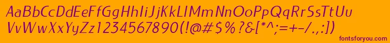 フォントLIEUR Italic PERSONAL USE ONLY – オレンジの背景に紫のフォント
