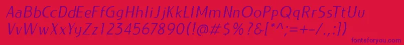 フォントLIEUR Italic PERSONAL USE ONLY – 赤い背景に紫のフォント