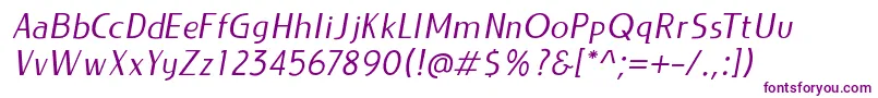 フォントLIEUR Italic PERSONAL USE ONLY – 白い背景に紫のフォント