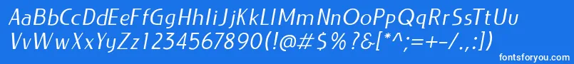 Шрифт LIEUR Italic PERSONAL USE ONLY – белые шрифты на синем фоне