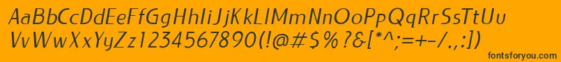 Czcionka LIEUR Italic PERSONAL USE ONLY – czarne czcionki na pomarańczowym tle