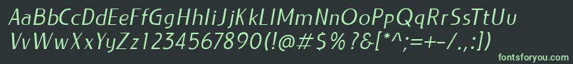 Шрифт LIEUR Italic PERSONAL USE ONLY – зелёные шрифты на чёрном фоне