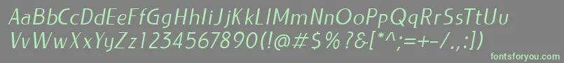 フォントLIEUR Italic PERSONAL USE ONLY – 灰色の背景に緑のフォント