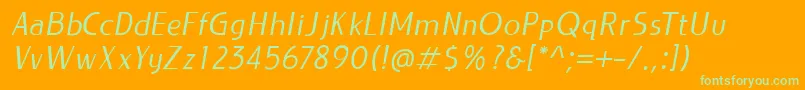 LIEUR Italic PERSONAL USE ONLY-Schriftart – Grüne Schriften auf orangefarbenem Hintergrund
