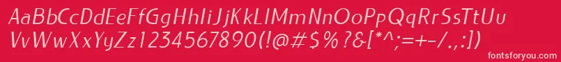 LIEUR Italic PERSONAL USE ONLY-fontti – vaaleanpunaiset fontit punaisella taustalla