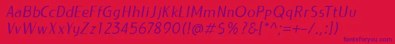 フォントLIEUR Italic PERSONAL USE ONLY – 赤い背景に紫のフォント