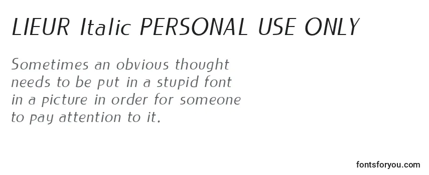Шрифт LIEUR Italic PERSONAL USE ONLY (132561)