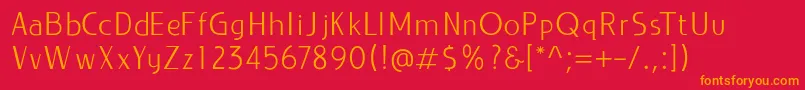 フォントLIEUR Light PERSONAL USE ONLY – 赤い背景にオレンジの文字