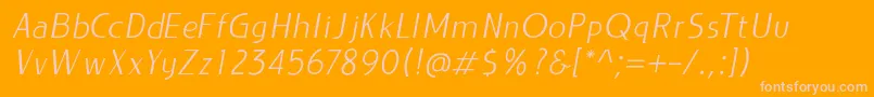 フォントLIEUR LightItalic PERSONAL USE ONLY – オレンジの背景にピンクのフォント