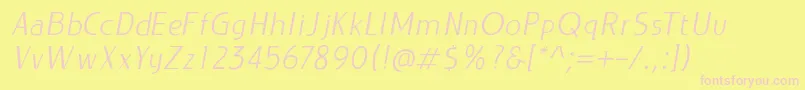 フォントLIEUR LightItalic PERSONAL USE ONLY – ピンクのフォント、黄色の背景