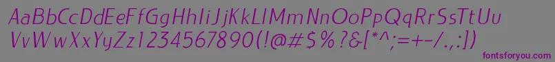 Шрифт LIEUR LightItalic PERSONAL USE ONLY – фиолетовые шрифты на сером фоне