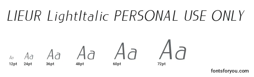 LIEUR LightItalic PERSONAL USE ONLY Font Sizes