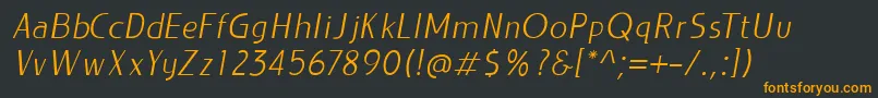 Шрифт LIEUR LightItalic PERSONAL USE ONLY – оранжевые шрифты на чёрном фоне