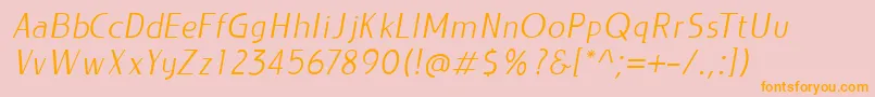 フォントLIEUR LightItalic PERSONAL USE ONLY – オレンジの文字がピンクの背景にあります。