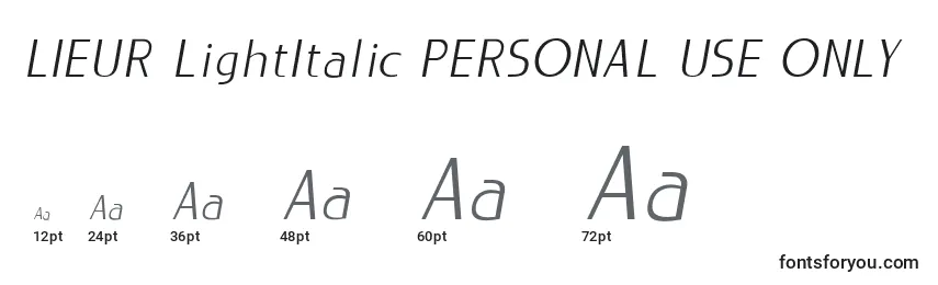 LIEUR LightItalic PERSONAL USE ONLY (132565) Font Sizes