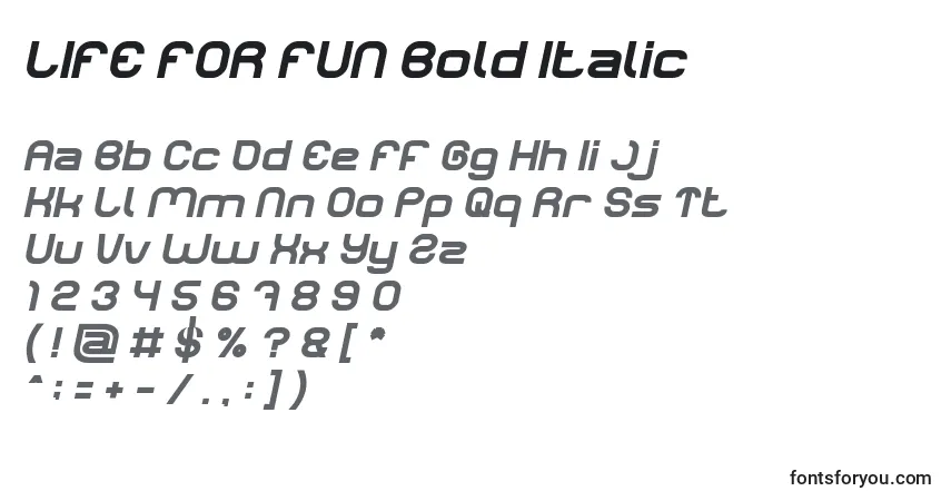 Fuente LIFE FOR FUN Bold Italic - alfabeto, números, caracteres especiales