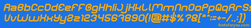 フォントLIFE FOR FUN Bold Italic – オレンジ色の文字が青い背景にあります。