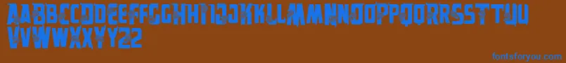 Vtksalpes-Schriftart – Blaue Schriften auf braunem Hintergrund