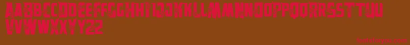 Vtksalpes-Schriftart – Rote Schriften auf braunem Hintergrund