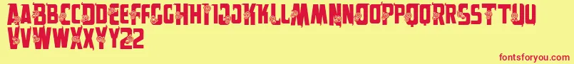 Vtksalpes Font – Red Fonts on Yellow Background