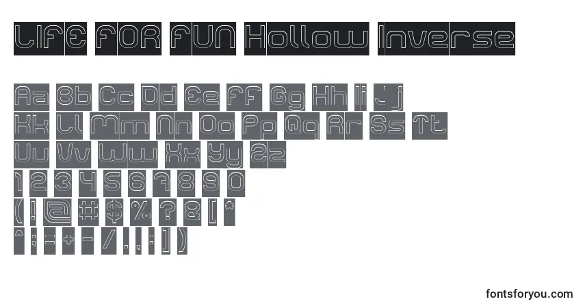 Schriftart LIFE FOR FUN Hollow Inverse – Alphabet, Zahlen, spezielle Symbole