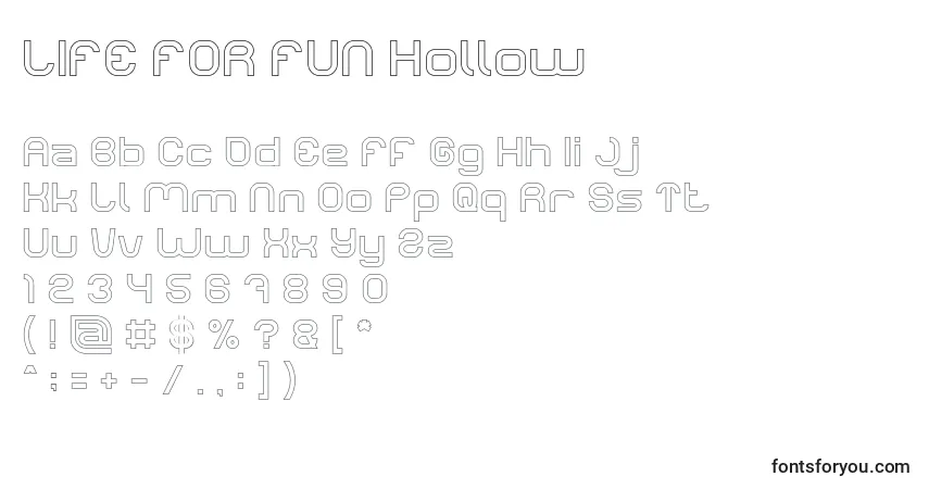 LIFE FOR FUN Hollow Font – alphabet, numbers, special characters