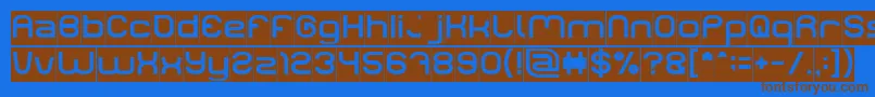 フォントLIFE FOR FUN Inverse – 茶色の文字が青い背景にあります。