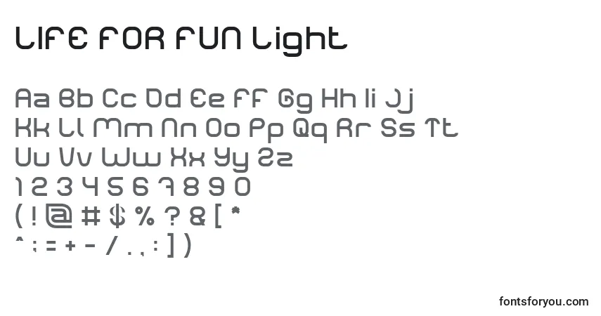 Шрифт LIFE FOR FUN Light – алфавит, цифры, специальные символы