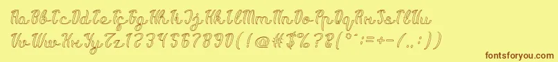 フォントLife Is Font Hollow – 茶色の文字が黄色の背景にあります。