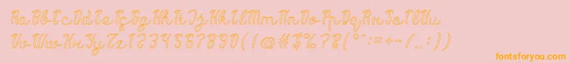 Life Is Font Hollow-Schriftart – Orangefarbene Schriften auf rosa Hintergrund