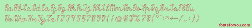 Fonte Life Is Font Hollow – fontes vermelhas em um fundo verde