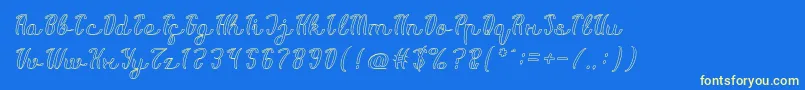 Life Is Font Hollow-Schriftart – Gelbe Schriften auf blauem Hintergrund