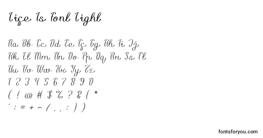 Schriftart Life Is Font Light – Alphabet, Zahlen, spezielle Symbole