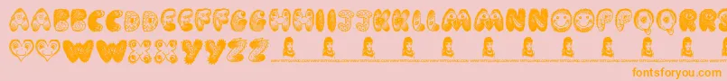 CartoonFreak-Schriftart – Orangefarbene Schriften auf rosa Hintergrund