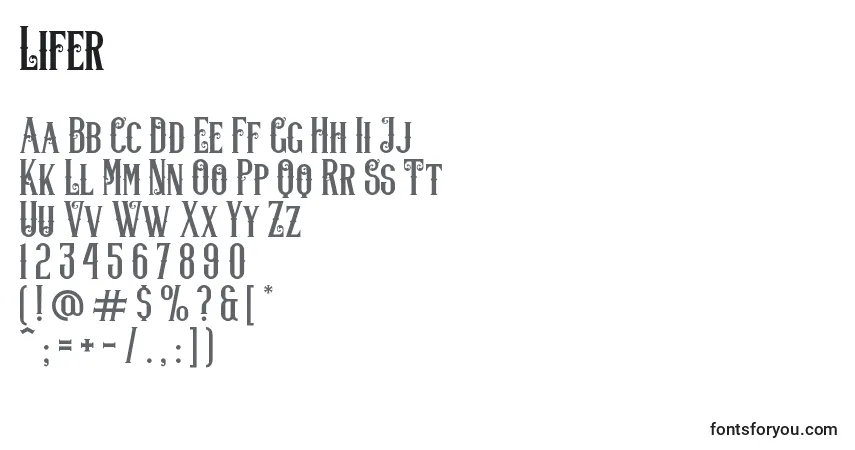 Czcionka Lifer – alfabet, cyfry, specjalne znaki
