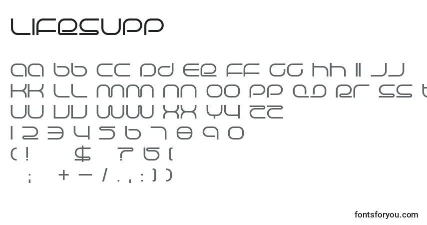 A fonte Lifesupp – alfabeto, números, caracteres especiais