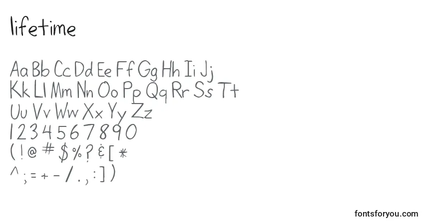 A fonte Lifetime (132588) – alfabeto, números, caracteres especiais